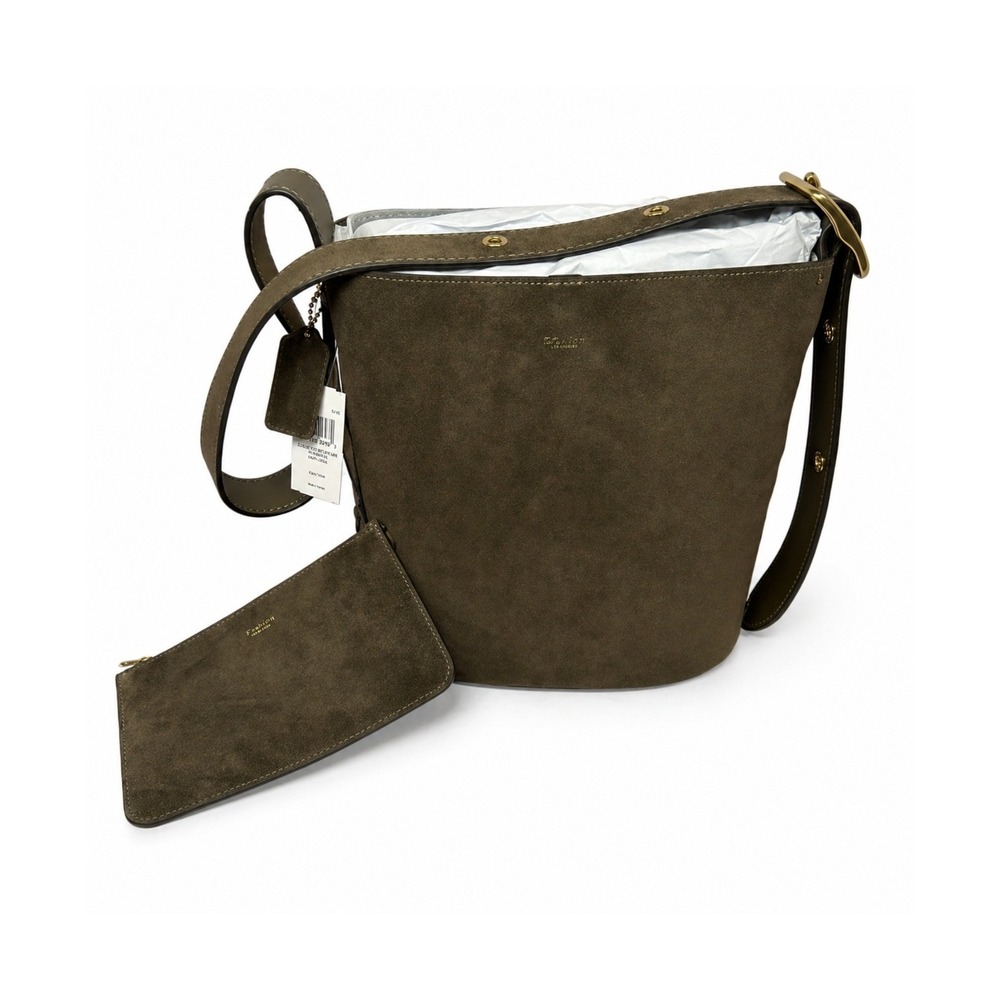 Coach Suede Bleecker Bucket Bag in Olive New with tags Authentic
